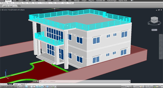 How to apply AutoCAD for transforming a 2D model to 3D form